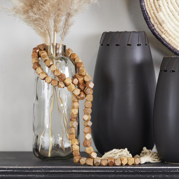 Cuerda café con eslabones de madera