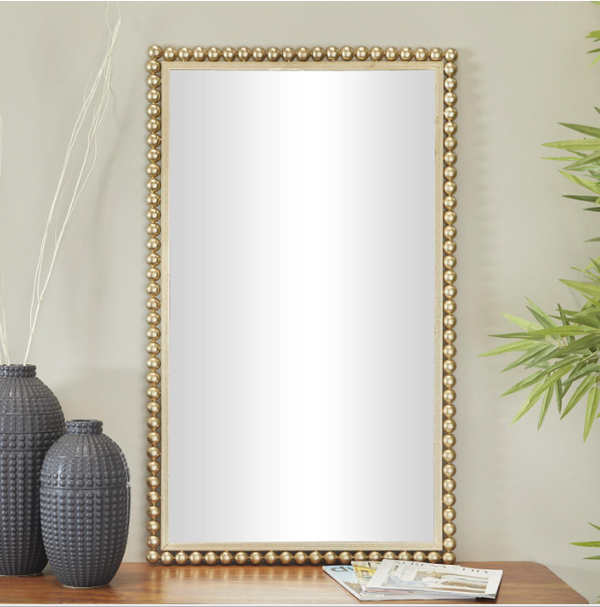 Espejo rectangular perlas doradas
