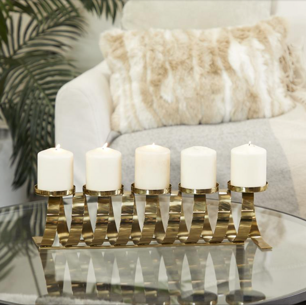 Candelabro espiral dorado