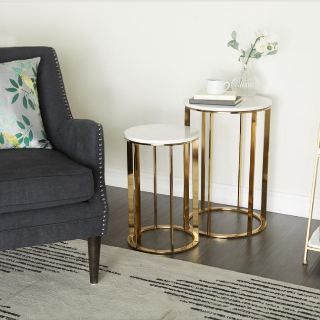 Mesa lateral cubierta mármol blanco