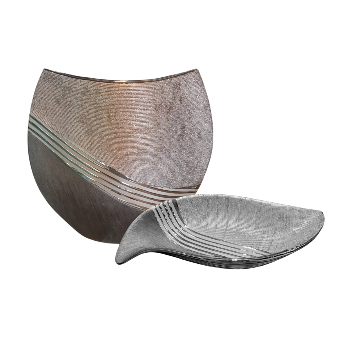 Pack Bandeja Hoja Plata y Jarrón Luxa