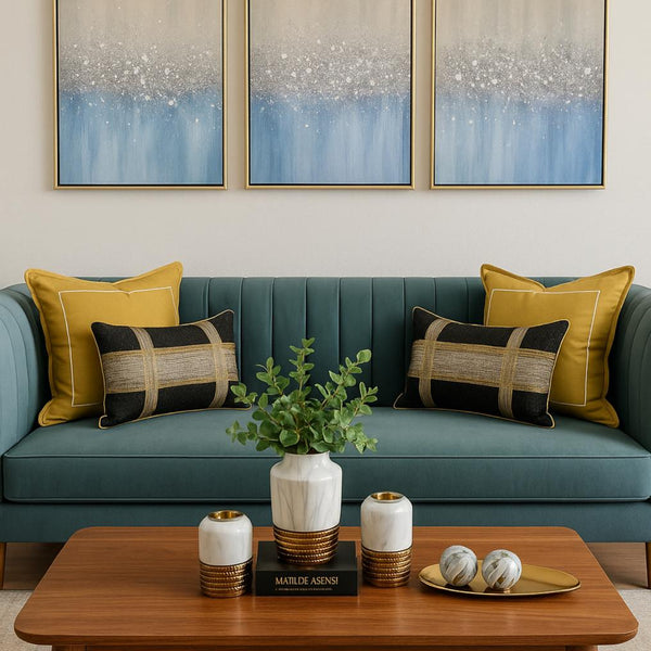 Cojín cruces negro dorado 50*30