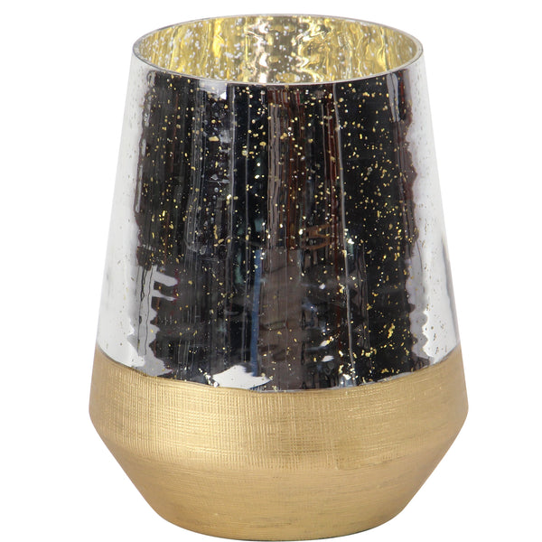 Jarrón dorado foliado.